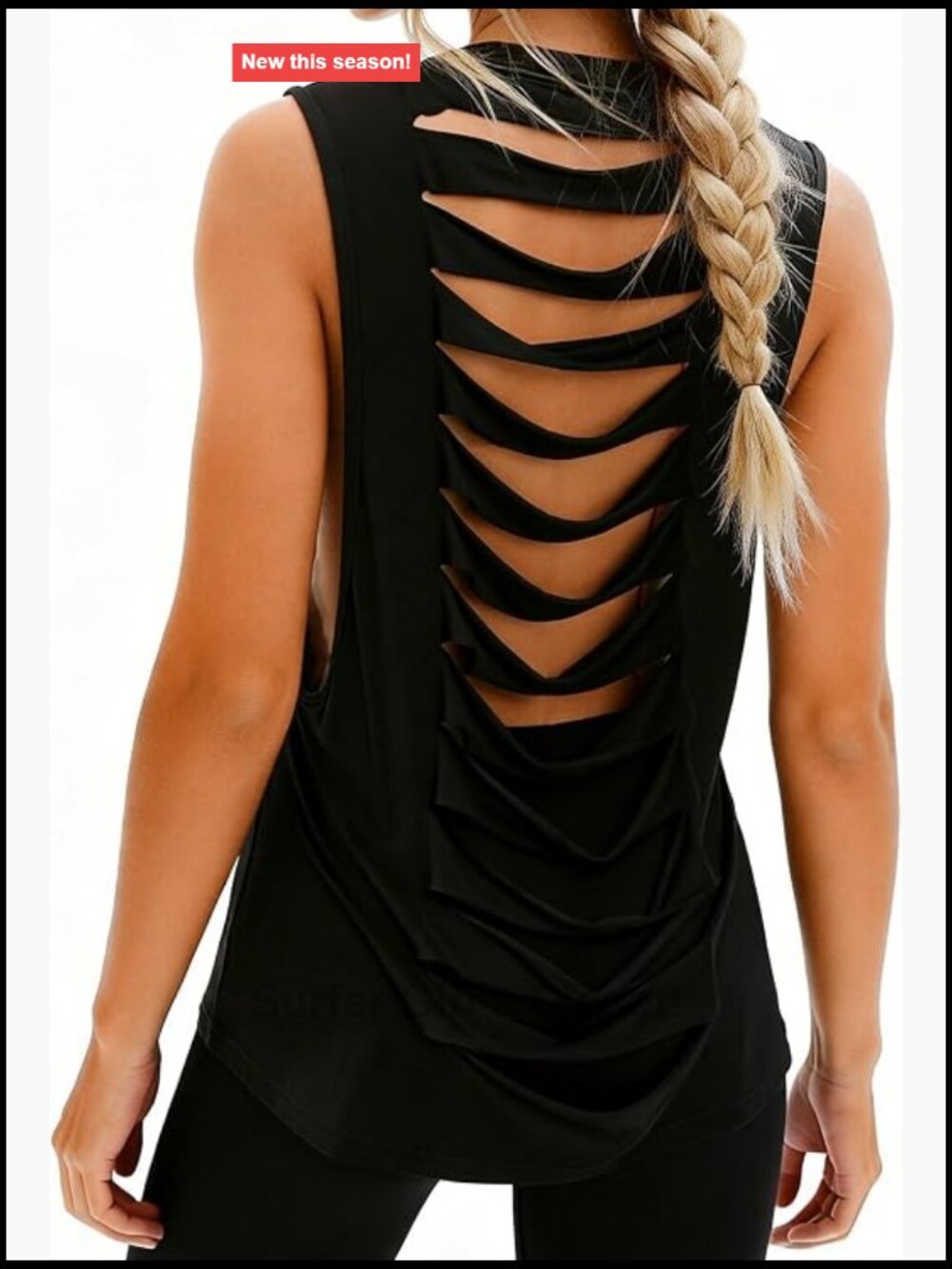 Womens Open Back Cut Out Tank Top Sexy Ripped Distressed Sleeveless Gym